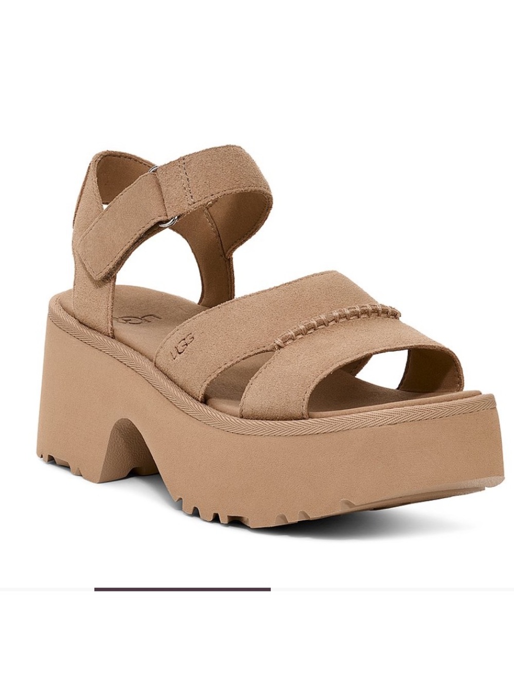 UGG 🤎🤎 New Heights Ankle strap platform Light brown Suede Sandals NIB NWT